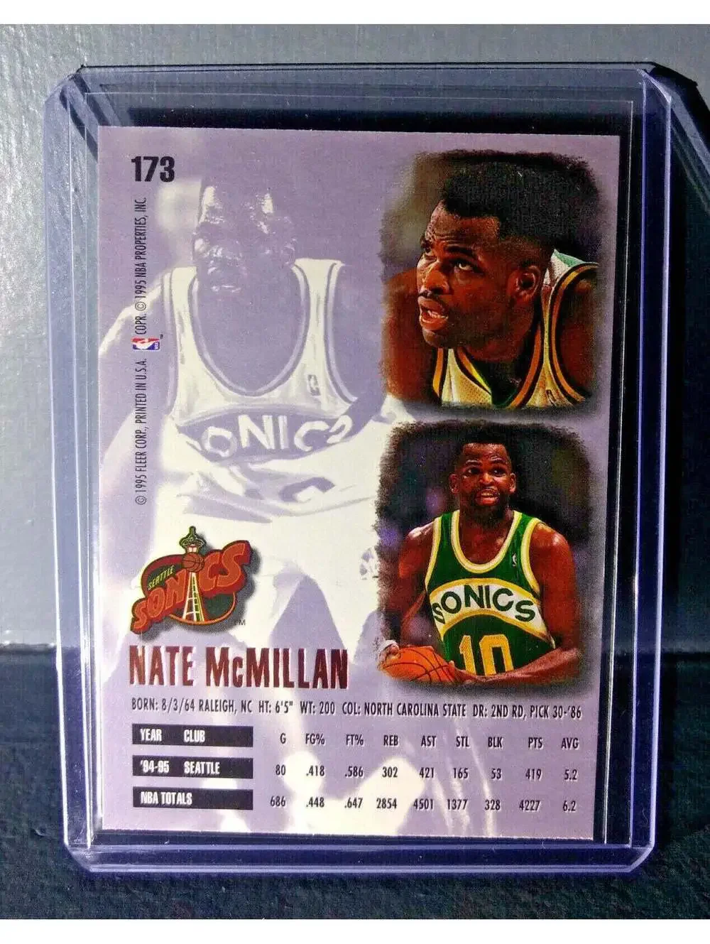 1995-96 Nate McMillan Fleer Ultra #173 Error Misprint Basketball Card